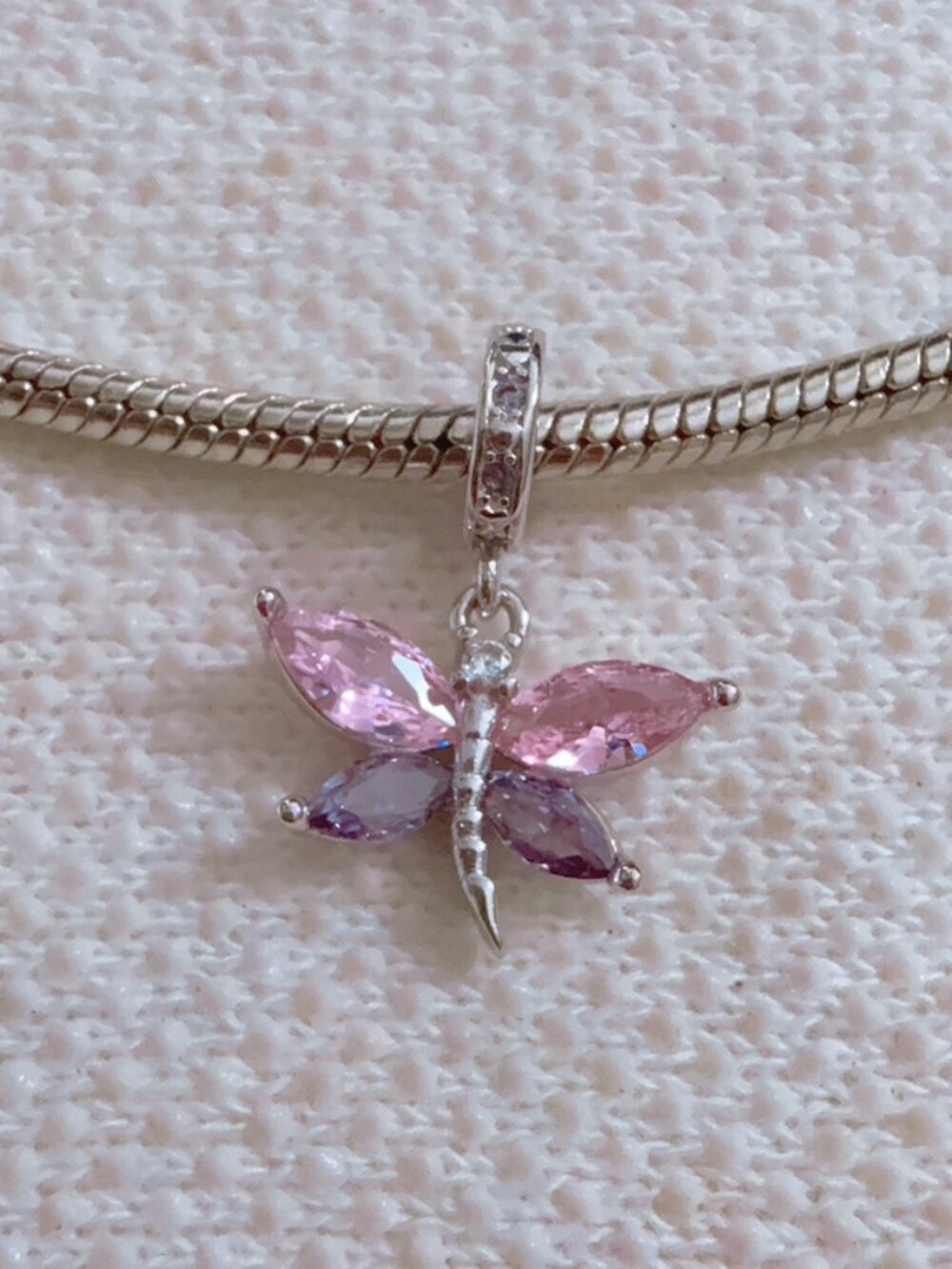 Pink & Purple Butterfly Charm Silver Charm For Pandora Bracelet Necklace